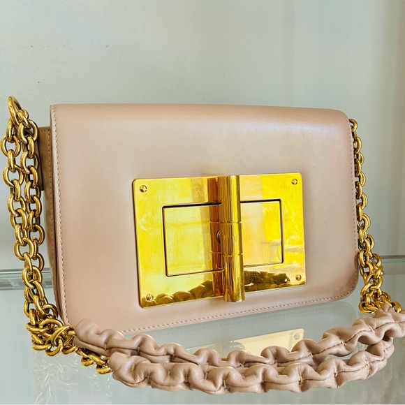 ✨ Tom Ford Stunning Gold and Nude Chain Shoulder Bag - Picture 1 of 10
